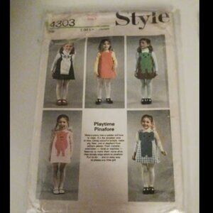 Style 4303 Vintage Toddler Girls Pinafore Dress Size 3T